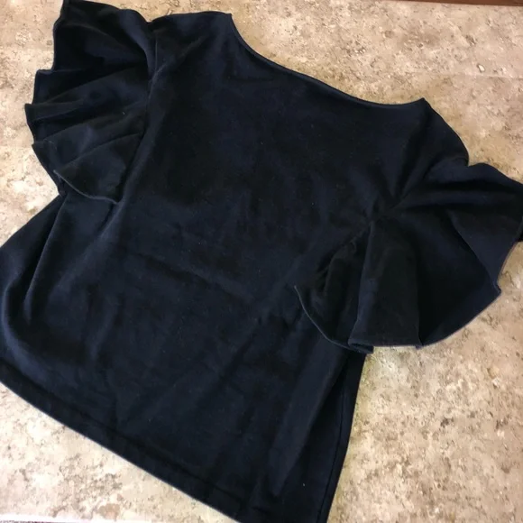 Banana Republic Black Flutter Sleeve Shirt - Picture 7 of 8